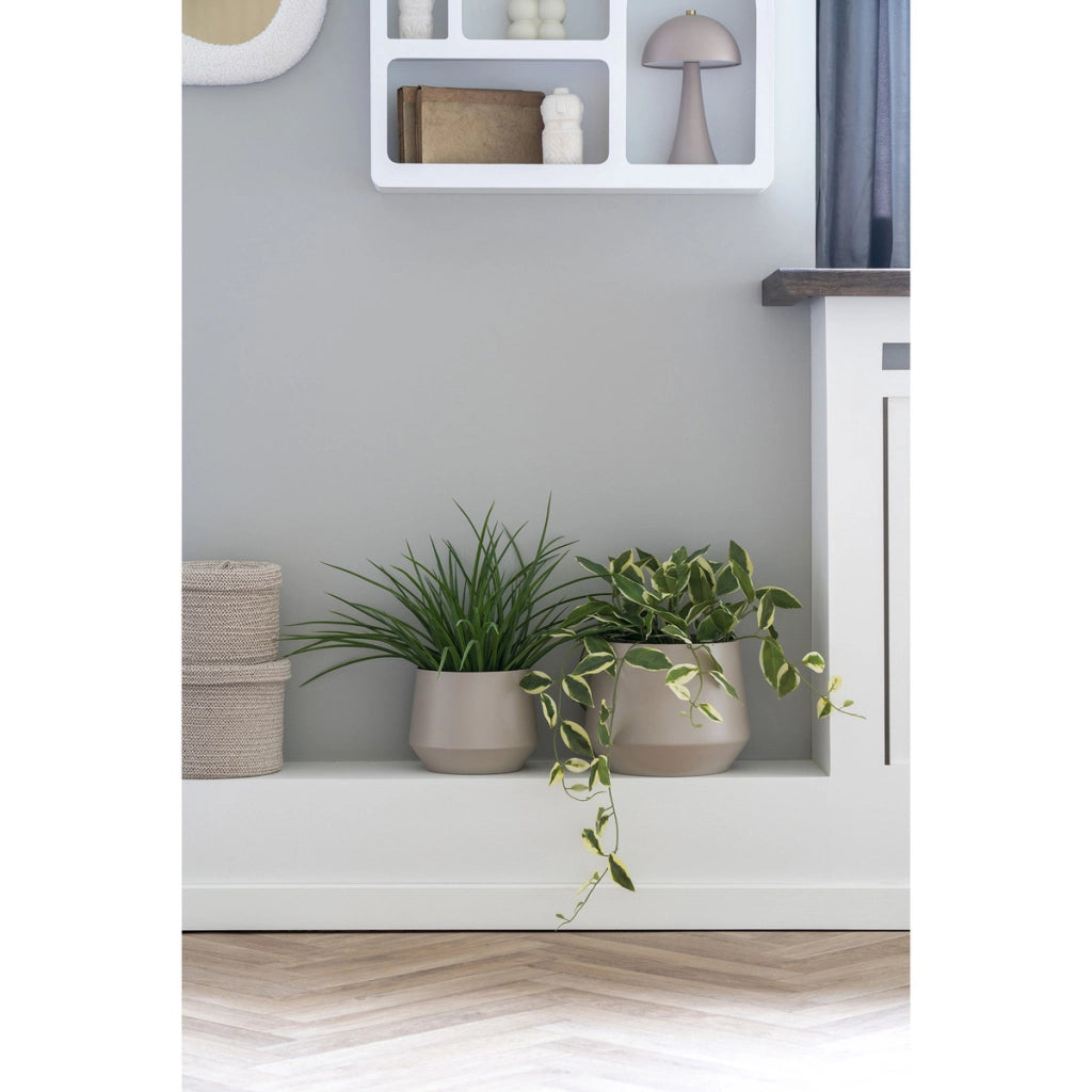 Set di 2 Vasi per Piante Trofa, Beige, Metallo, 20x20x16 cm