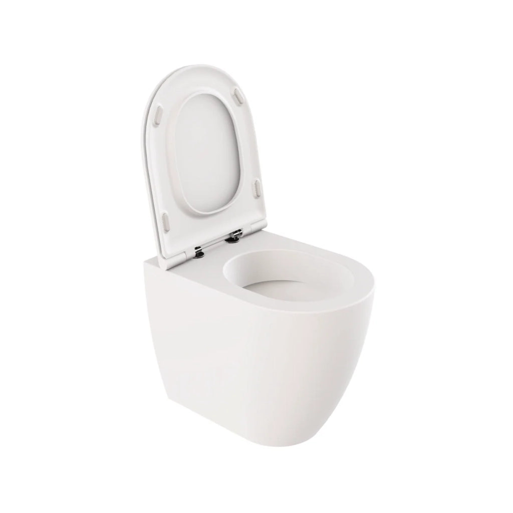 Coppia Di Sanitari Azzurra Ceramica Da Terra Filo Muro Senza Brida Bianco Opaco "Comoda"