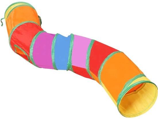 Tunnel interattiva per gatti, tunnel di gioco per conigli, giocattoli per animali gatto gattino coniglio cucciolo tunnel a forma di S con pallina pop-up arcobaleno