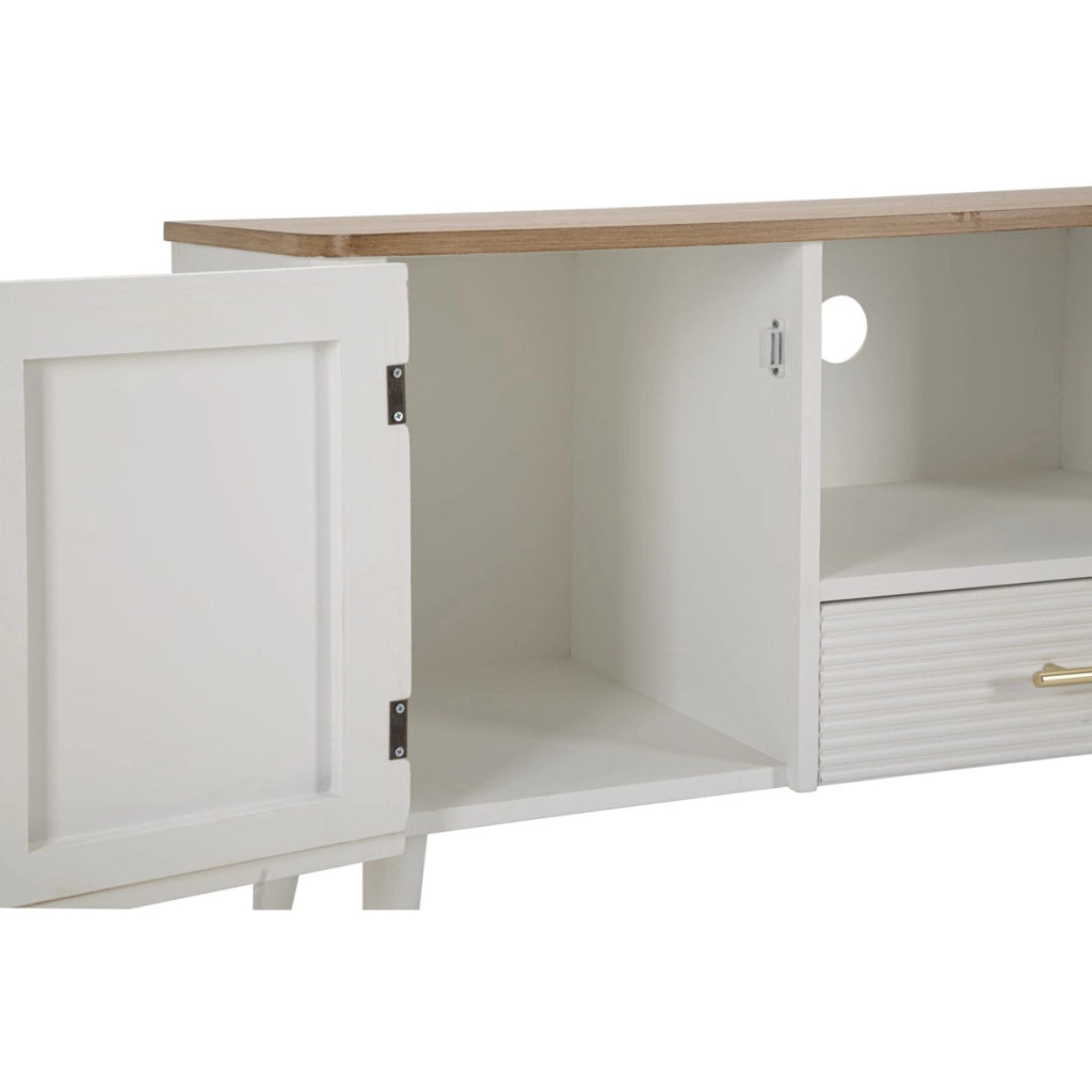 Mobile Porta TV VKH228, Bianco, Legno, 117x40x60 cm
