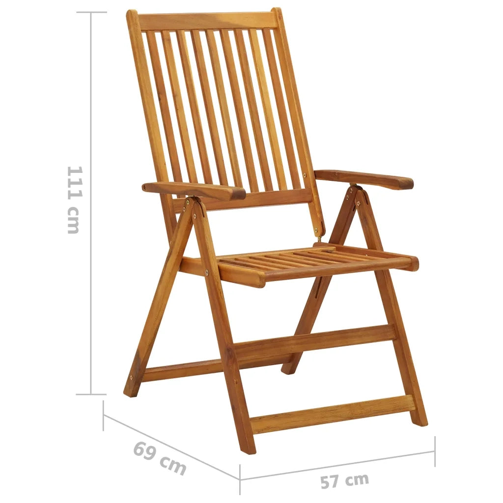 Sedie da Giardino Reclinabili 4 pz con Cuscini Massello Acacia 3065350