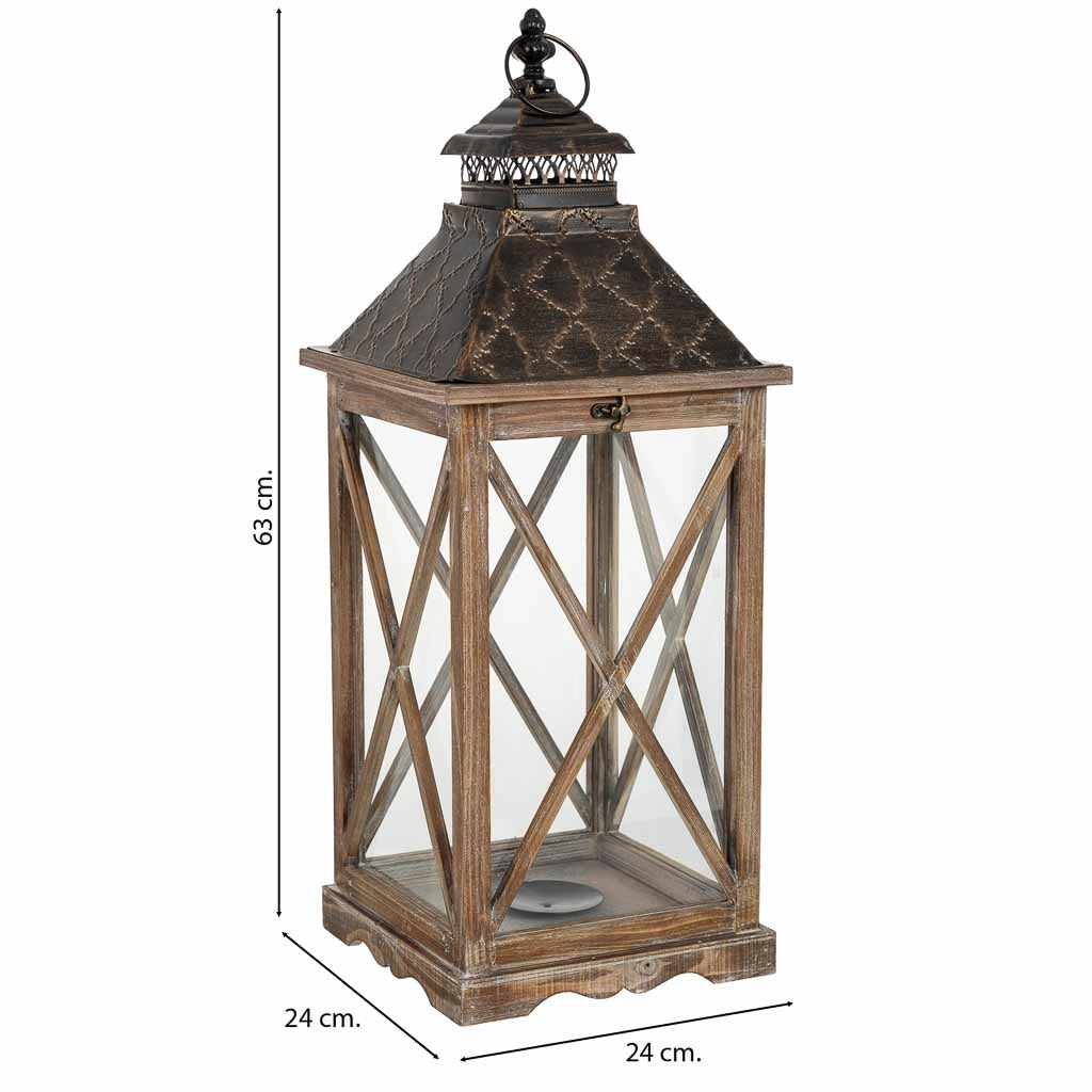 Lanterna in legno 24x24x63h cm