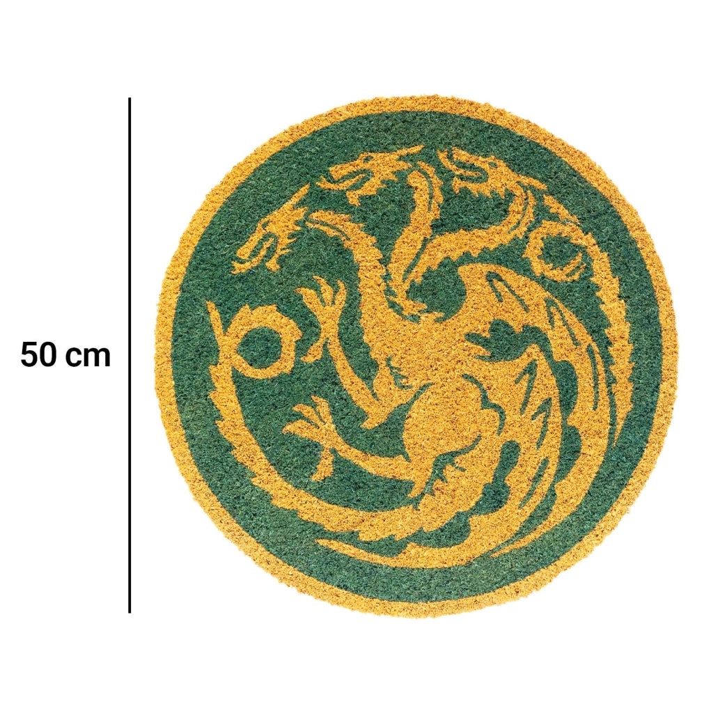 Zerbino Decorativo Rotondo 50cmx50cm Motivo Drago Targaryen Antiscivolo Verde Game of Thrones