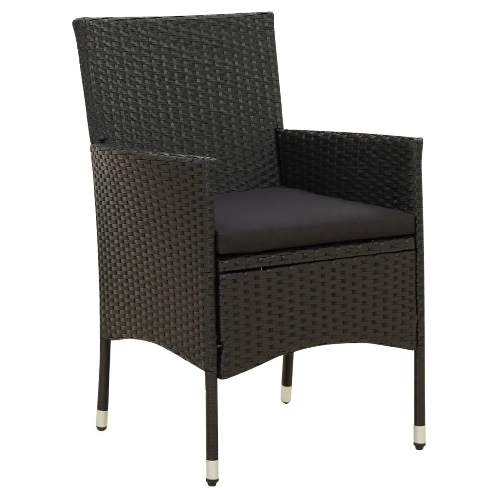 Set Mobili da Giardino 7 pz con Cuscini in Polyrattan Nero cod mxl 38552