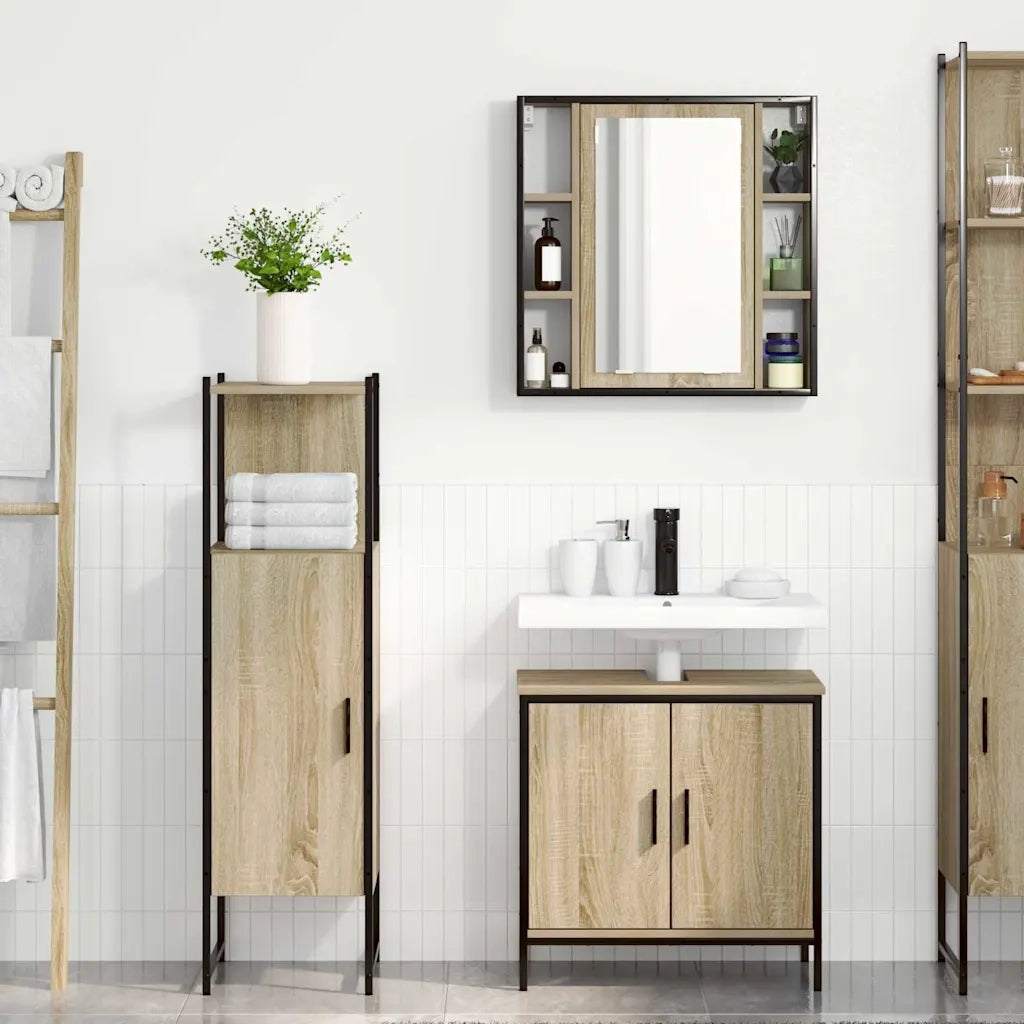 Set di mobili per il bagno 3 pcs Marrone Legno multistrato 3345150