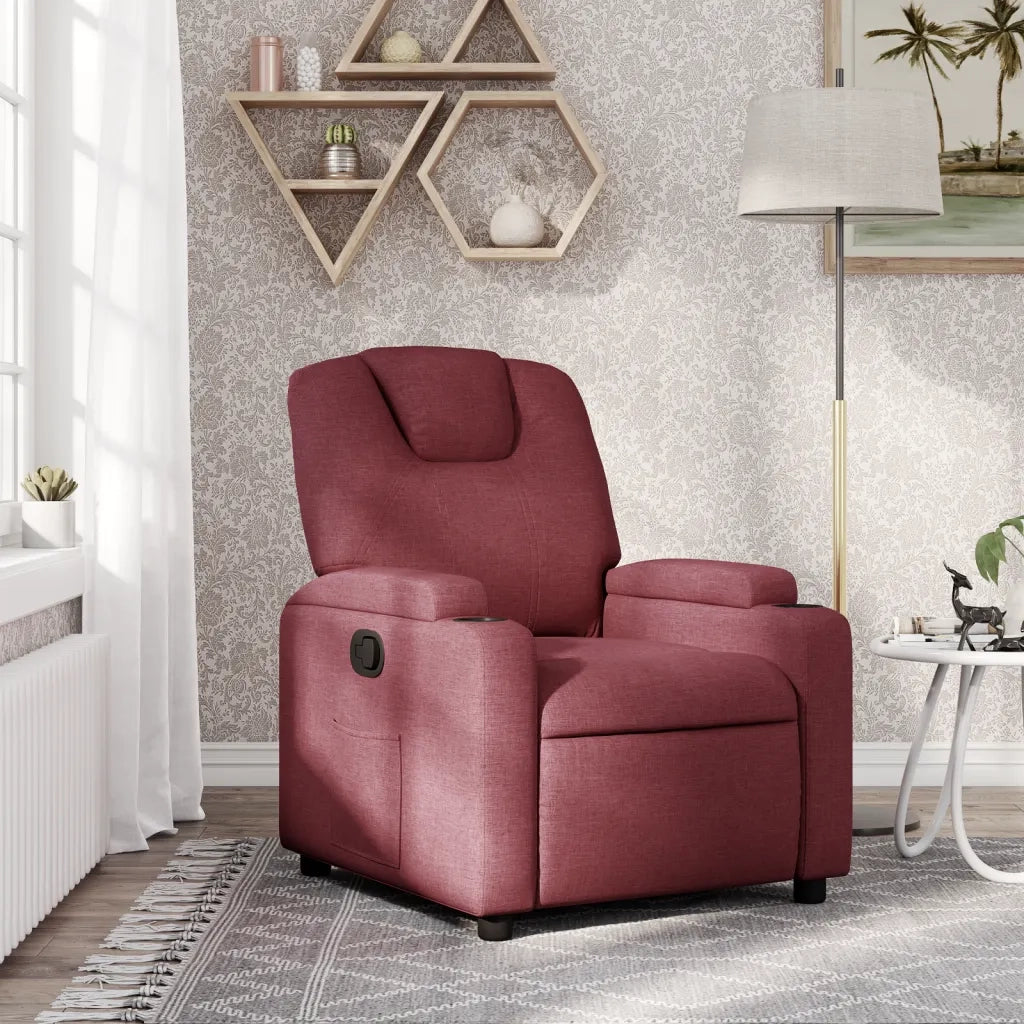 Divano Sedia-Poltrona Reclinabile in Tessuto Rosso Vino 386096