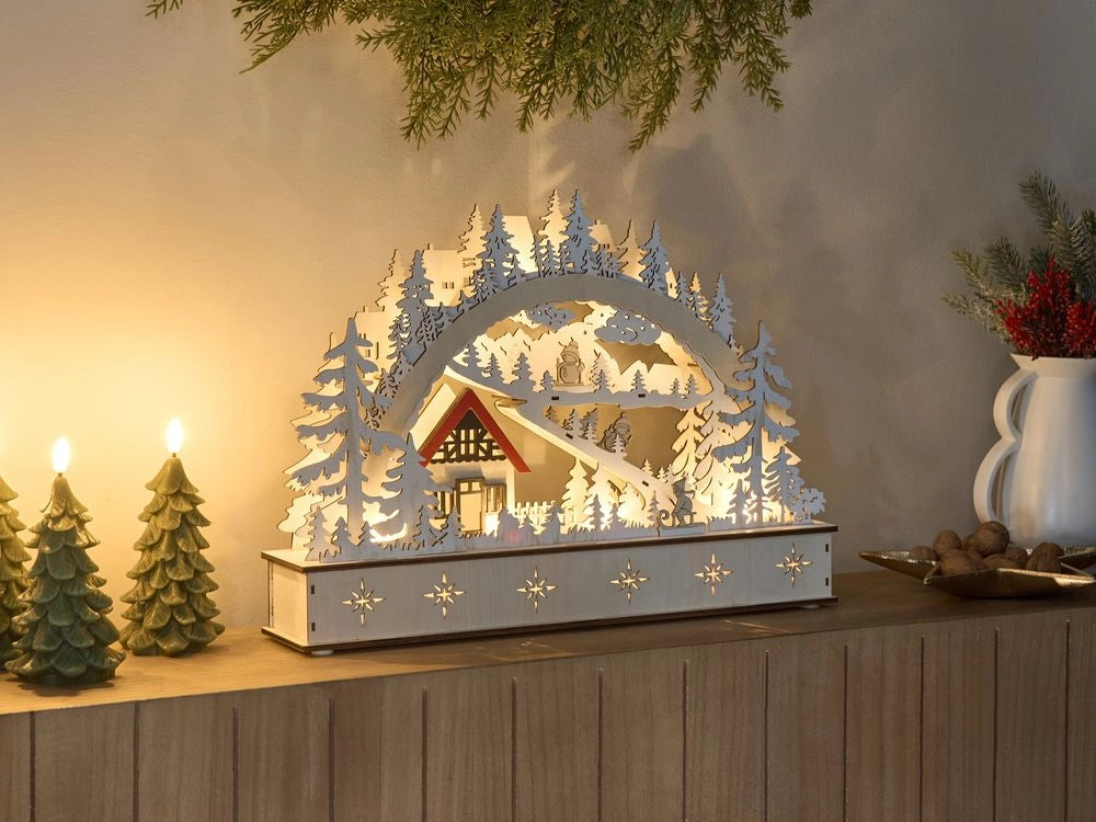 Decorazione natalizia in legno con luci LED Accessori natalizi Marrone chiaro