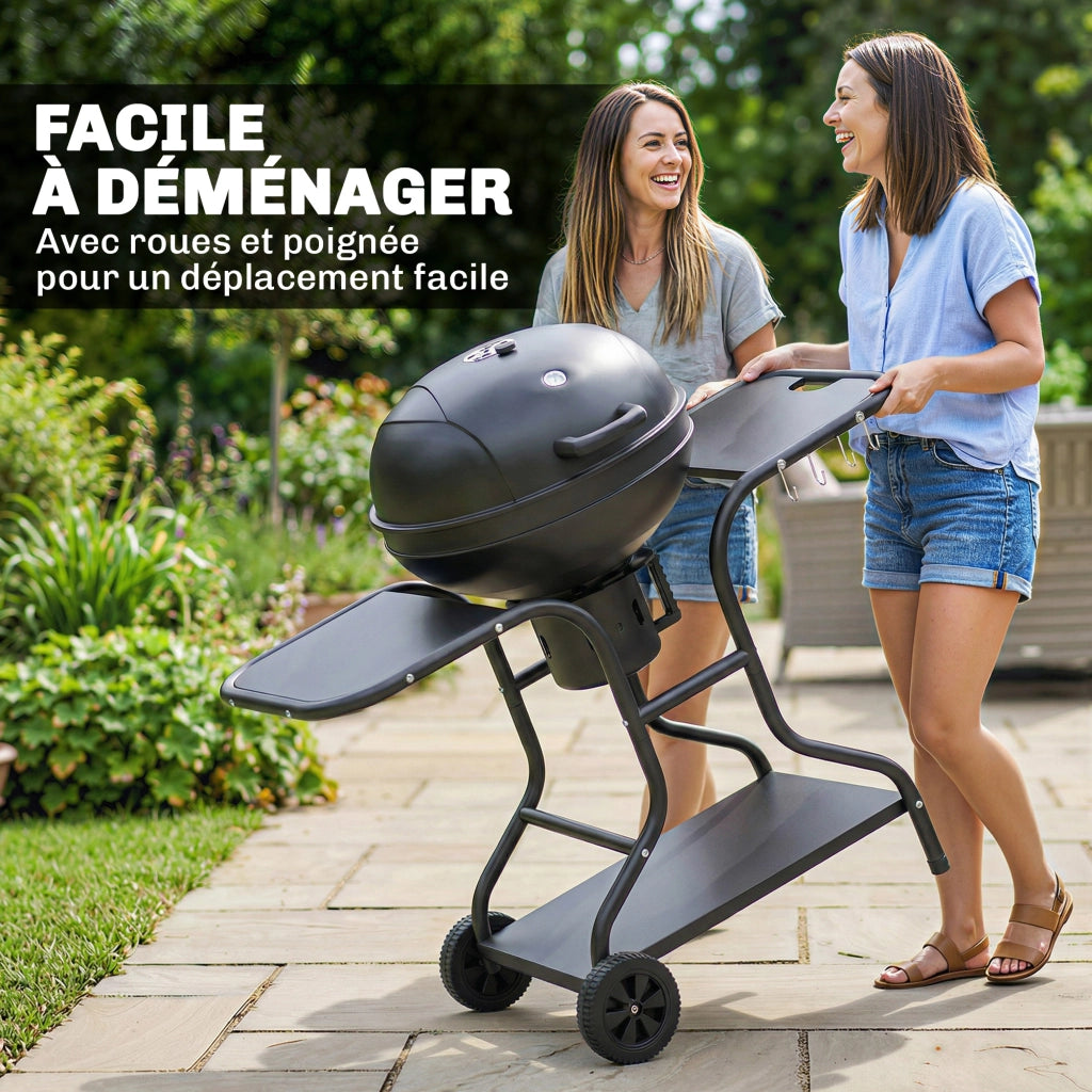 Barbecue a Carbonella Rotondo con Coperchio ¨C zephmum ¨C Nero, Acciaio, 129x63.5x106.5 cm