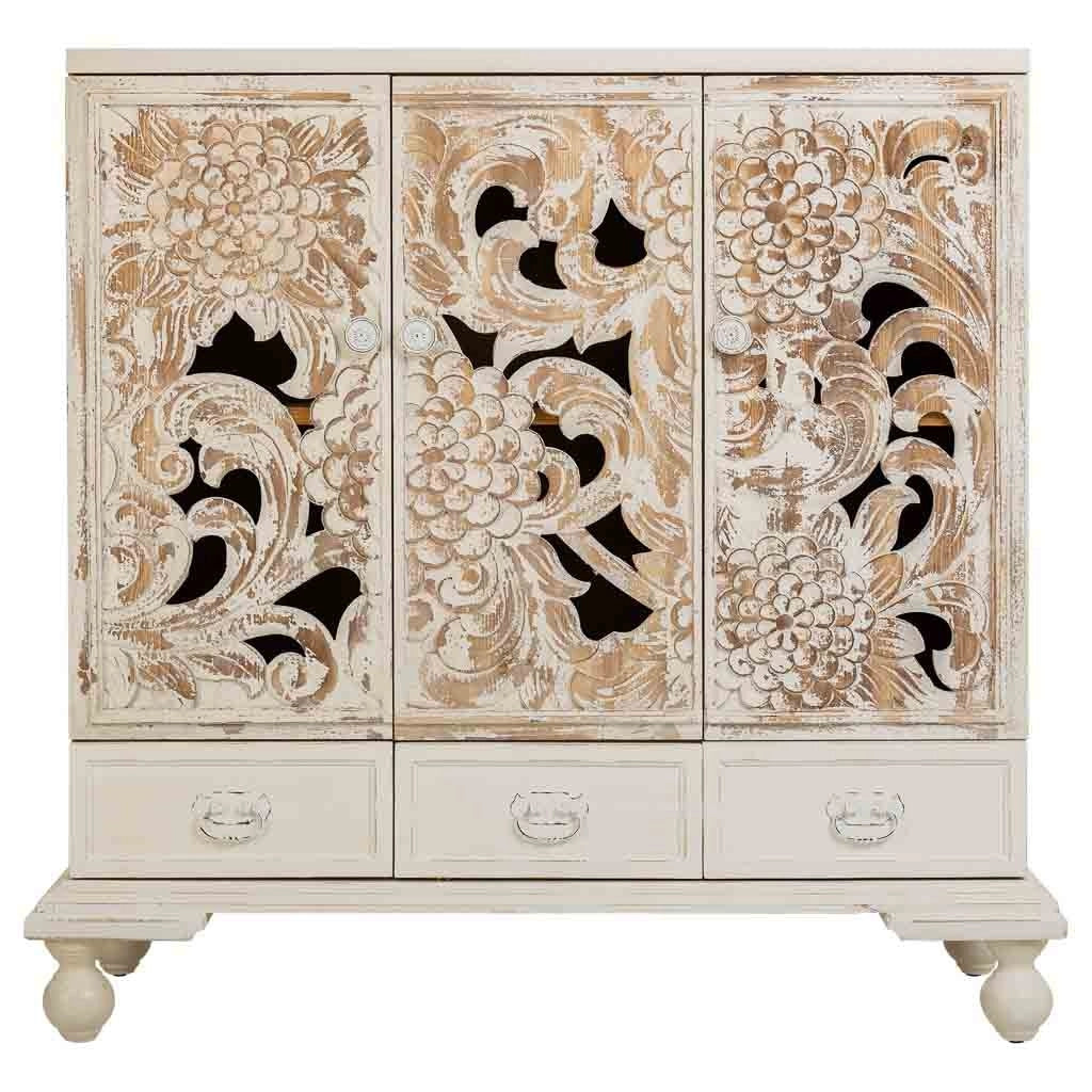 Credenza in legno bianco 115x43x110h