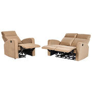 Set divano reclinabile elettrico a 2 posti rivestito in velluto marrone chiaro, poltrona e divano, design moderno, funzione relax
