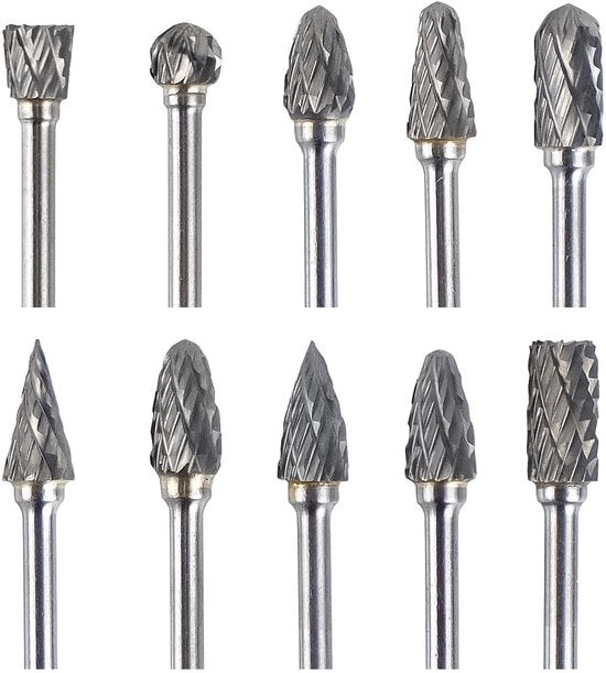 Wolfraamcarbide Roterende Frees 10 Stuks - Multifunzionale Gereedschap per Gravure/Smerigliatura - Diverse Forme - Rotor Smerigliatore