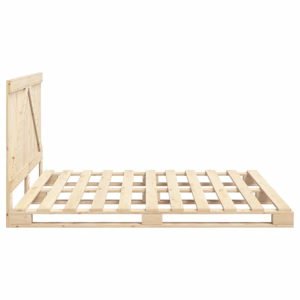 Giroletto con Testiera 200x200 cm in Legno Massello di Pino 3281555
