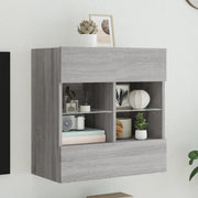 Mobile TV a Parete con Luci LED Grigio Sonoma 58,5x30x60,5 cmcod mxl 86140