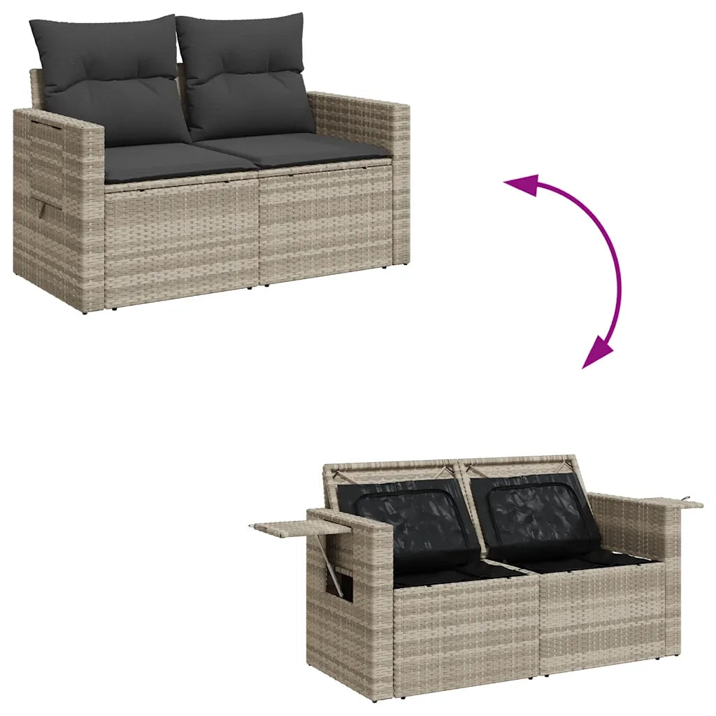 vidaXL Set Divano da Giardino 6pz con Cuscini Grigio Chiaro Polyrattan