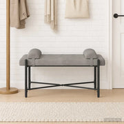 Panchina con bottoni e cuscini Grigio Chiaro 110 x 40 x 46 cm 42038385