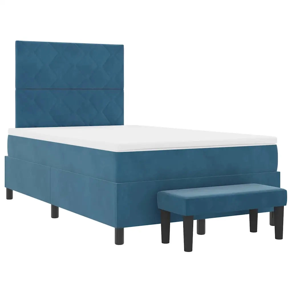 Letto a molle con materasso Blu scuro 120 x 200 cm Velluto
