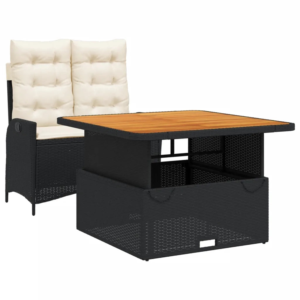 Set da Pranzo da Giardino 2 pz con Cuscini Nero in Polyrattan 3277439
