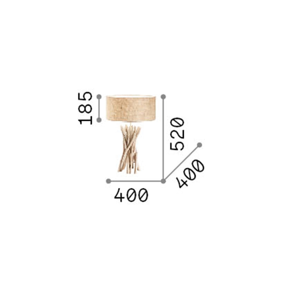 Lampade Da Scrivania Industrial Driftwood Metallo-Legno Marrone 1 Luce E27