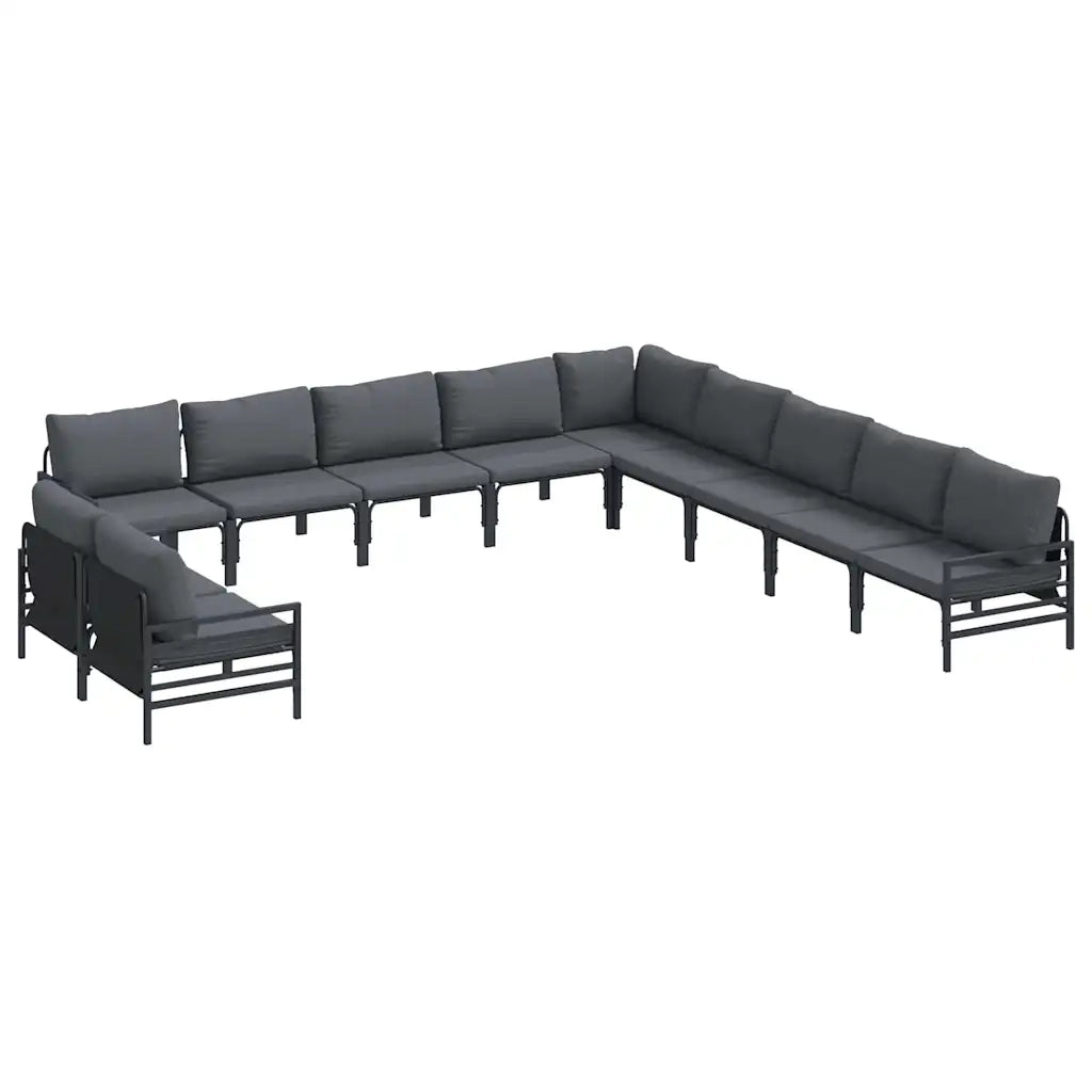 Set Divano da Giardino con cuscino 11 pcs Nero Acciaio 3379006