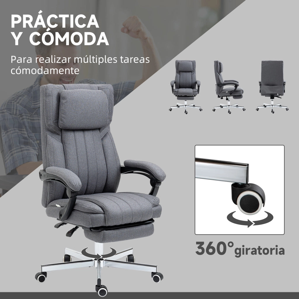 Sedia da Ufficio Reclinabile e Girevole con Massaggio ¨C Zephmum ¨C Grigio 65x61x108-118 cm