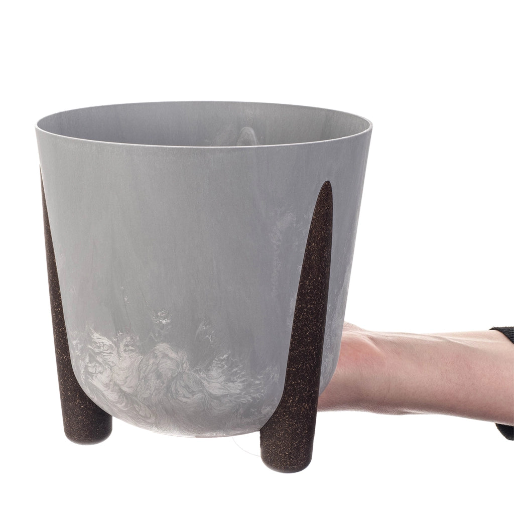 Vaso da fiori KADAX, coprivaso, fiori su gambe, con inserto, supporto per fiori, grigio, 18 cm