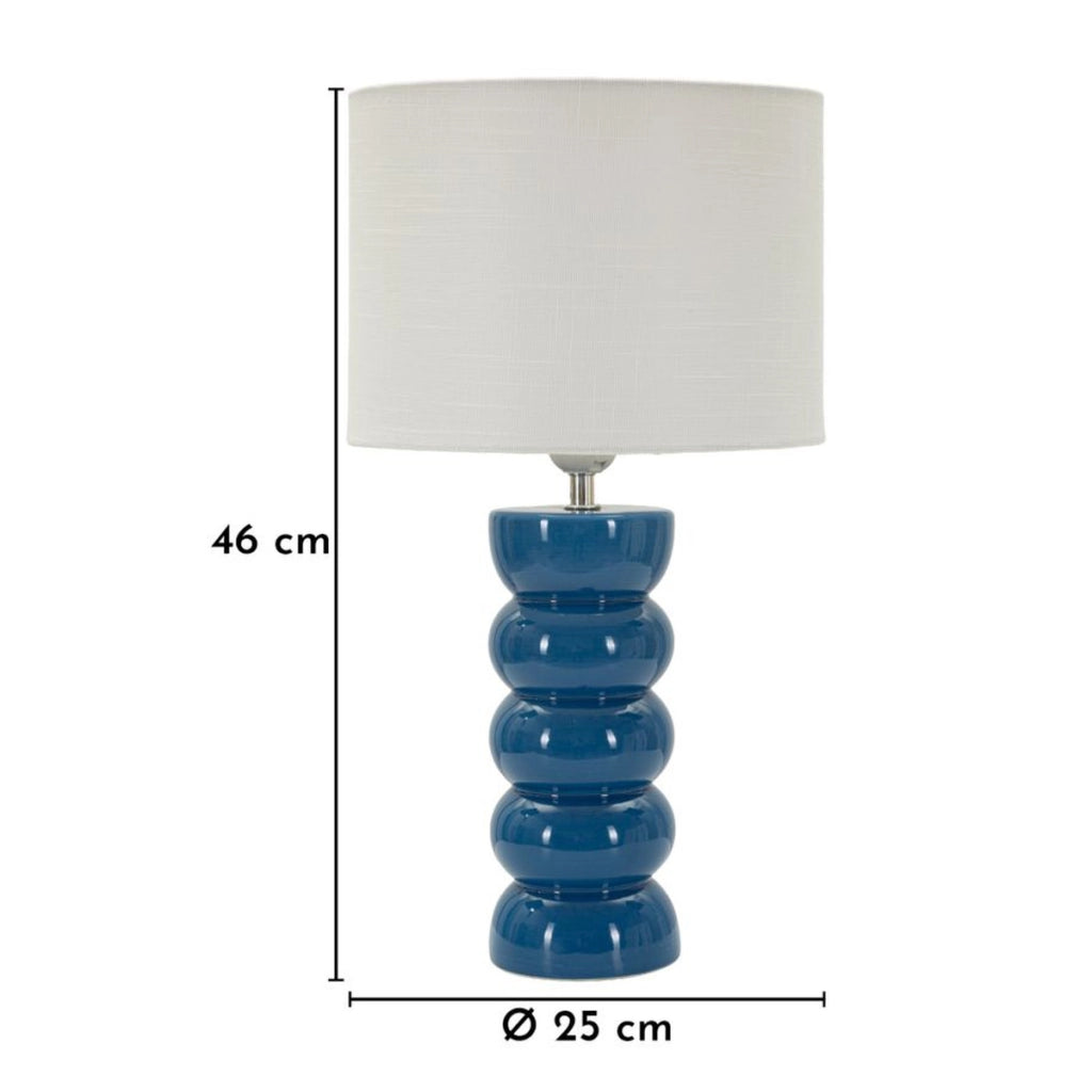 Lampada da tavolo Torr in ceramica blu lucida e tessuto