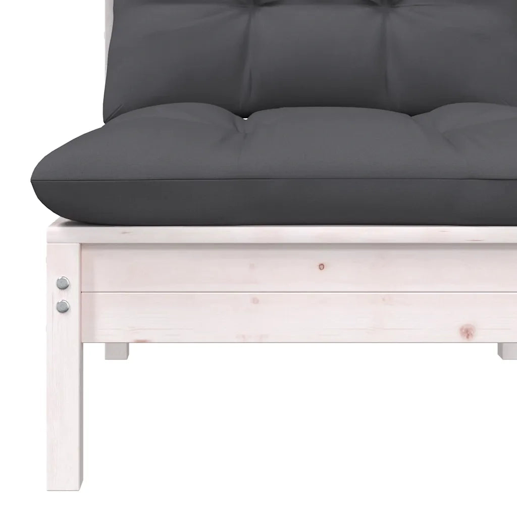 Divano da Giardino a 2 Posti con Cuscini-Sofa da Giardino-Divano da esterno Bianco Legno di Pino 652460
