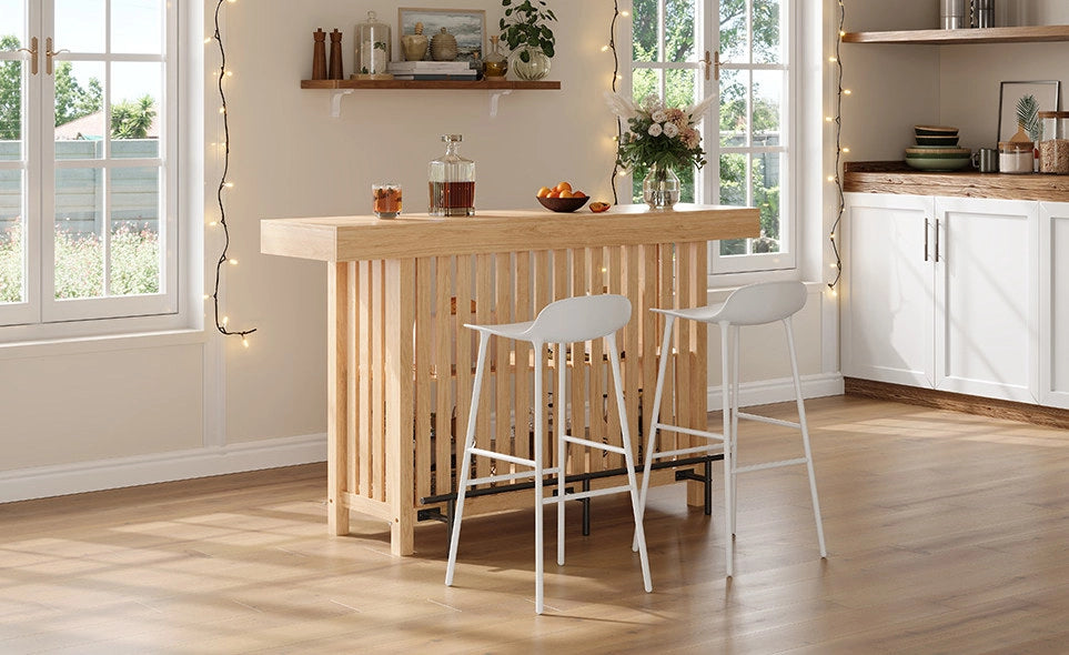 Tavolo Bar Compatto con Porta Piedi e Ripiani a 2 Livelli, 160x40x105 cm, MDF