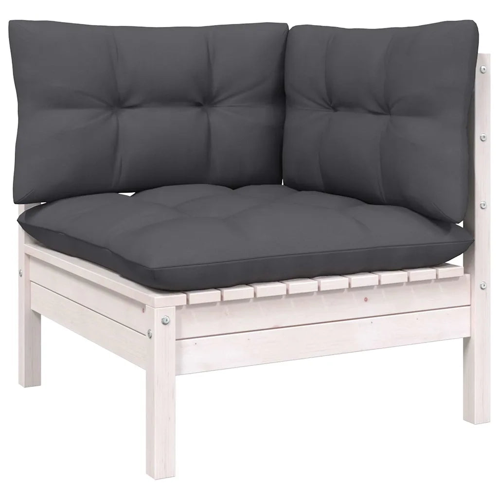 Set Divani da Giardino 9 pz con Cuscini Bianchi Legno di Pino cod mxl 44365