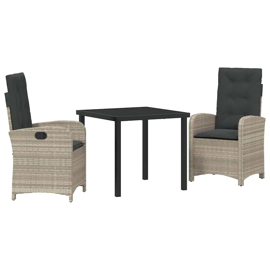 Set da Pranzo per Giardino 3 pcs Grigio chiaro polyrattan 3380295