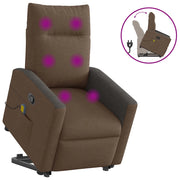 Poltrona Alzapersona Massaggiante | Sedia Relax Reclinabile Marrone Tessuto