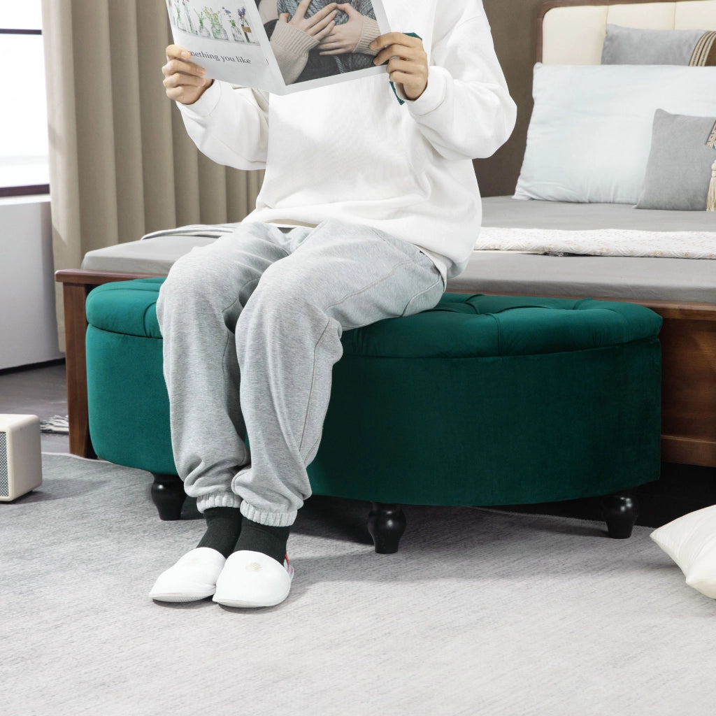 Panca contenitore imbottita con coperchio soft-close - Xylo - velluto grigio scuro 120x46x42 cm