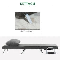 Poltrona Letto Moderna 2 in 1 con Schienale Reclinabile su 5 Posizioni e Cuscino, 65x77x80 cm, Nero