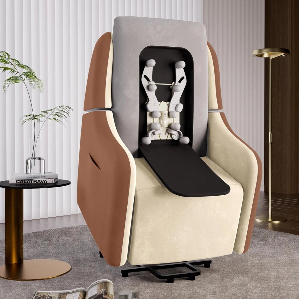 Poltrona massaggiante elettrica con Power Lift con funzione di massaggio SL, poltrona relax con telecomando con porta USB per anziani, schienale rimovibile, tessuto rosso