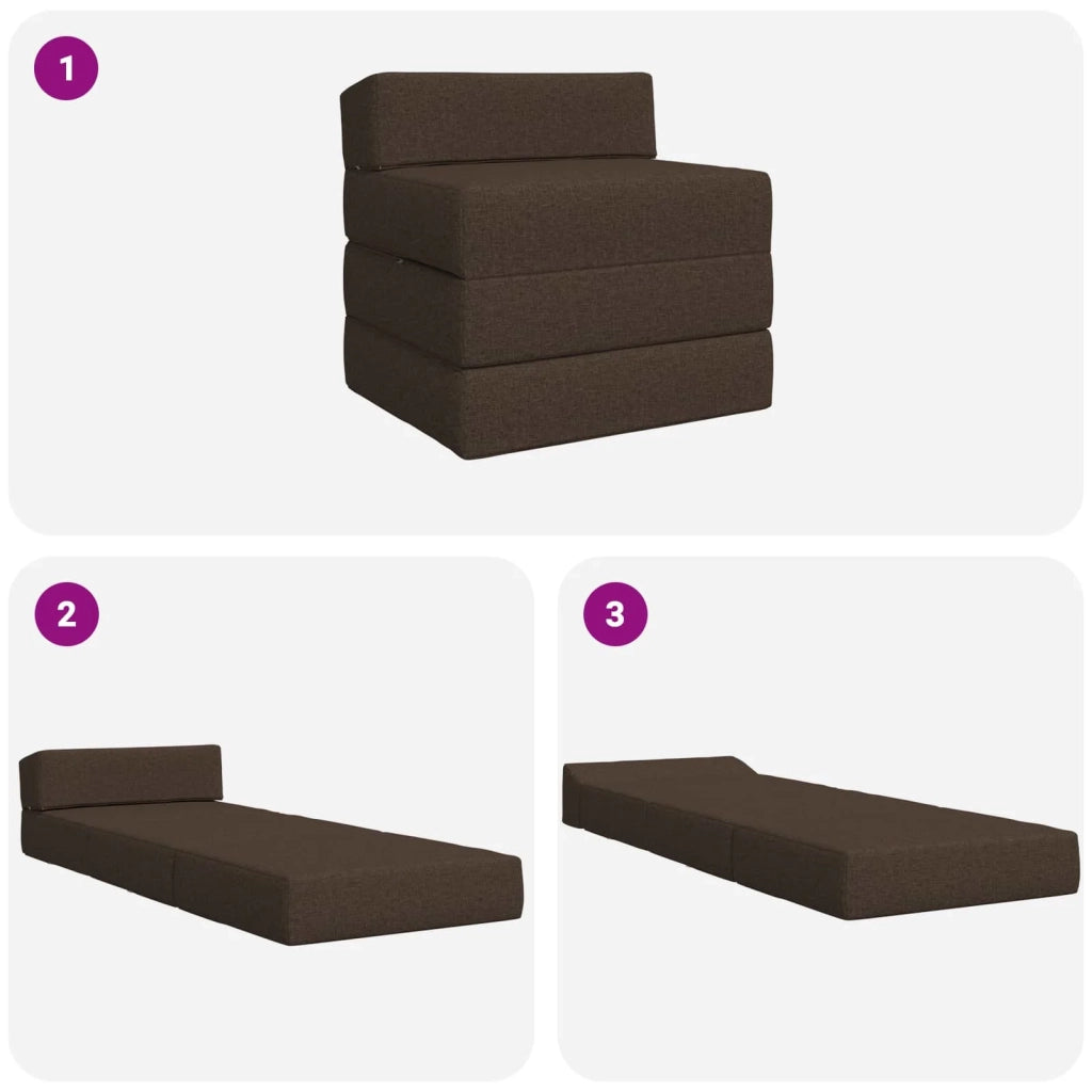 Divano Letto Pieghevole Tortora 200 x 70 x 15 cm Tessuto 900004