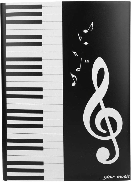 Mapa musicale A4 - 4 pagine - Tema piano - Impermeabile - Leggero - Protegge fogli musicali - Mapa musicale
