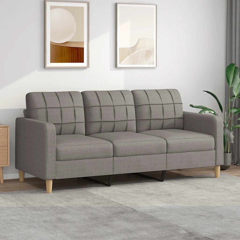 Divano a 3 Posti-Sofa 3 Posti Tortora 180 cm in Tessuto 496804