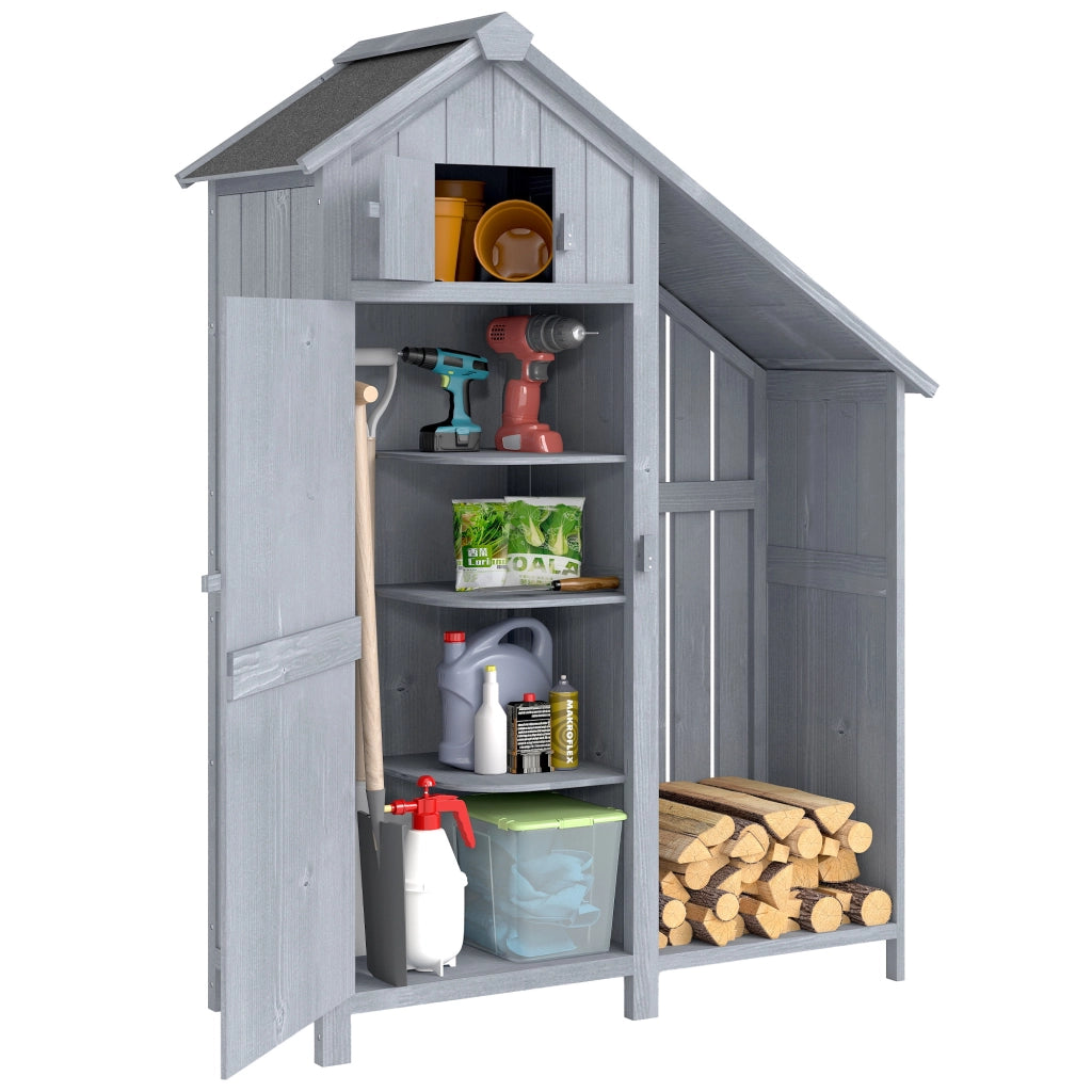 Armadio da giardino in legno ¨C zephmum ¨C 129x51.5x180 cm grigio