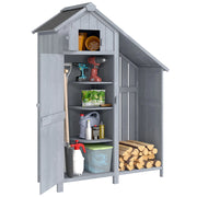 Armadio da giardino in legno ¨C zephmum ¨C 129x51.5x180 cm grigio