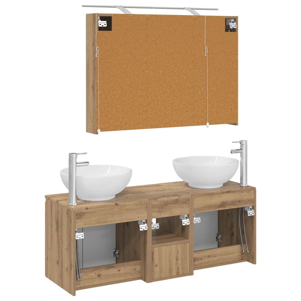Set di Armadi da Bagno 4 pz Rovere Artigianale