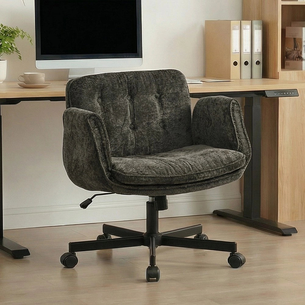 Sedia da Ufficio Girevole ¨C MINIMAL ¨C Nera, Braccioli Pieghevoli, Regolabile in Altezza