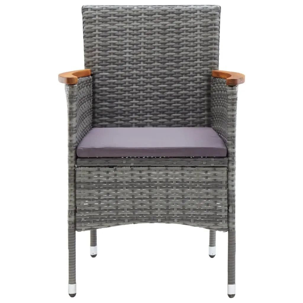 Set da Pranzo per Giardino 7 pz con Cuscini Polyrattan Grigio 3095007