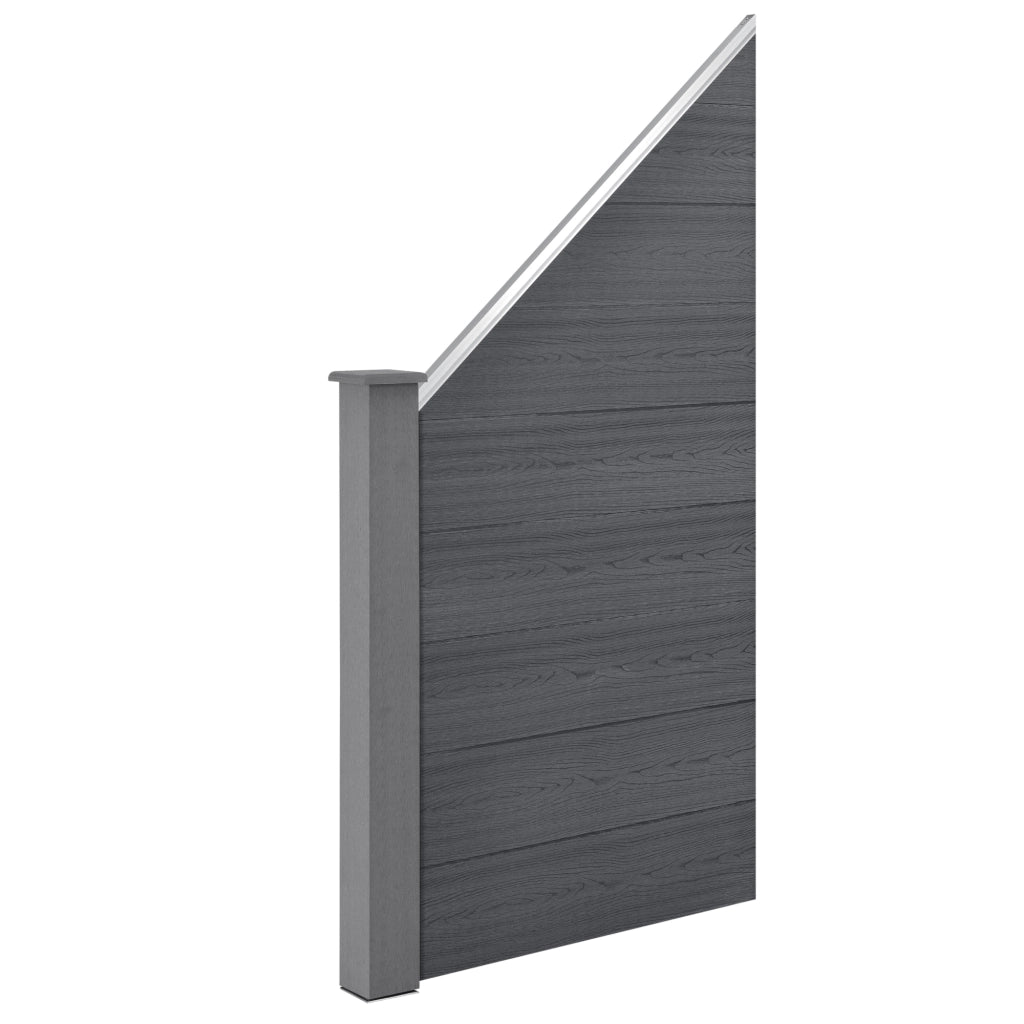 Recinzione in WPC per Giardino Staccionata da Elementi Inclinato e Rettangolari 183x451 cm Grigio NEU.HOLZ