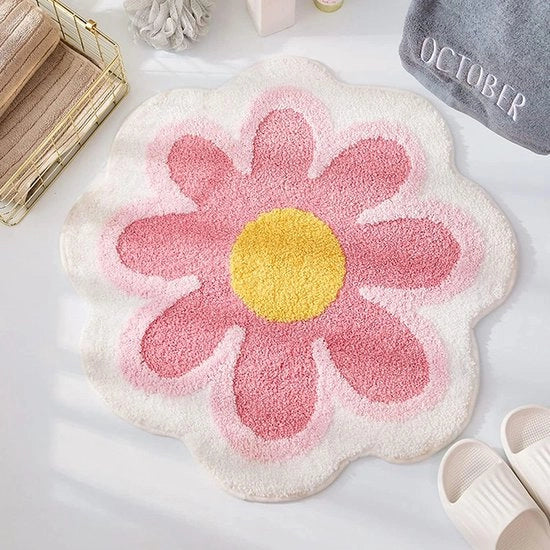Tappeto, fiori Pantofole per bagno morbide con alta capacità di assorbimento Pantofole per doccia Pantofole per porta Tappeto per bagno Cucina Salotto Bagno 25,6 x 25,6 pollici (rosa)