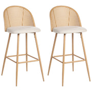 Set di 2 sgabelli da bar in metallo effetto legno con intreccio viennese stile retrò soggiorno