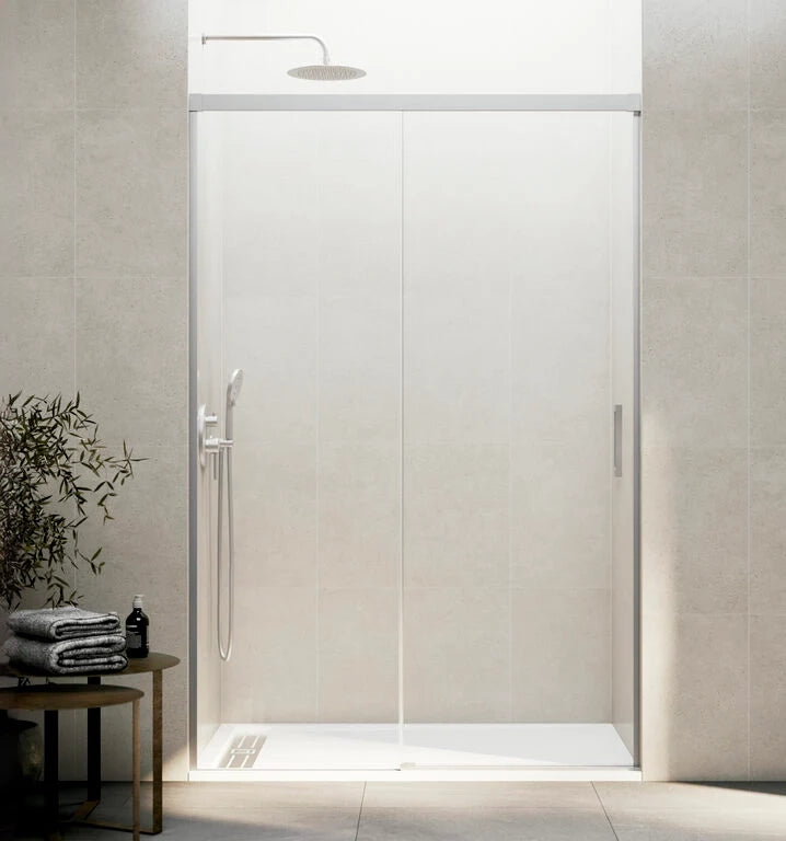 Box doccia frontale BASIC 1 fisso + 1 scorrevole 170-175 cm (66-71) nichel vetro trasparente