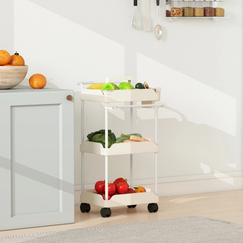 CARRELLO PORTAOGGETTI con 3 cesti 42 x 42,5 x 76 cm metallo bianco