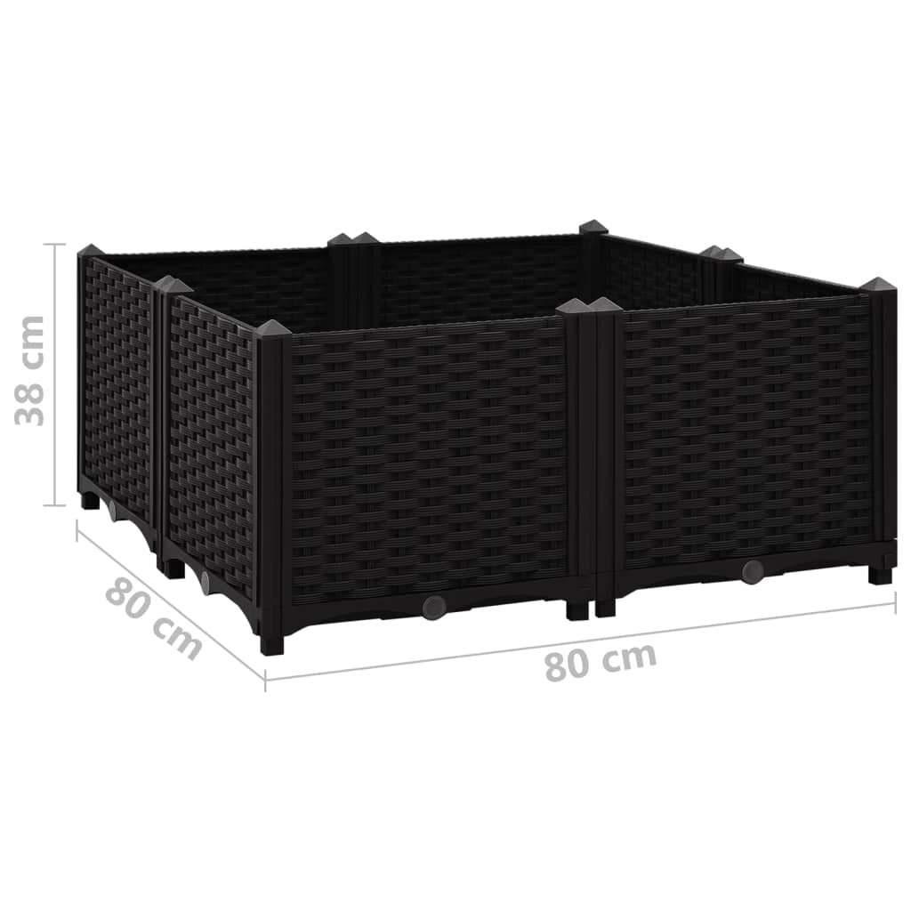 Fioriera rialzata per piante e fiori giardino 80 x 80 x 38 cm polipropilene nero 02_0000959