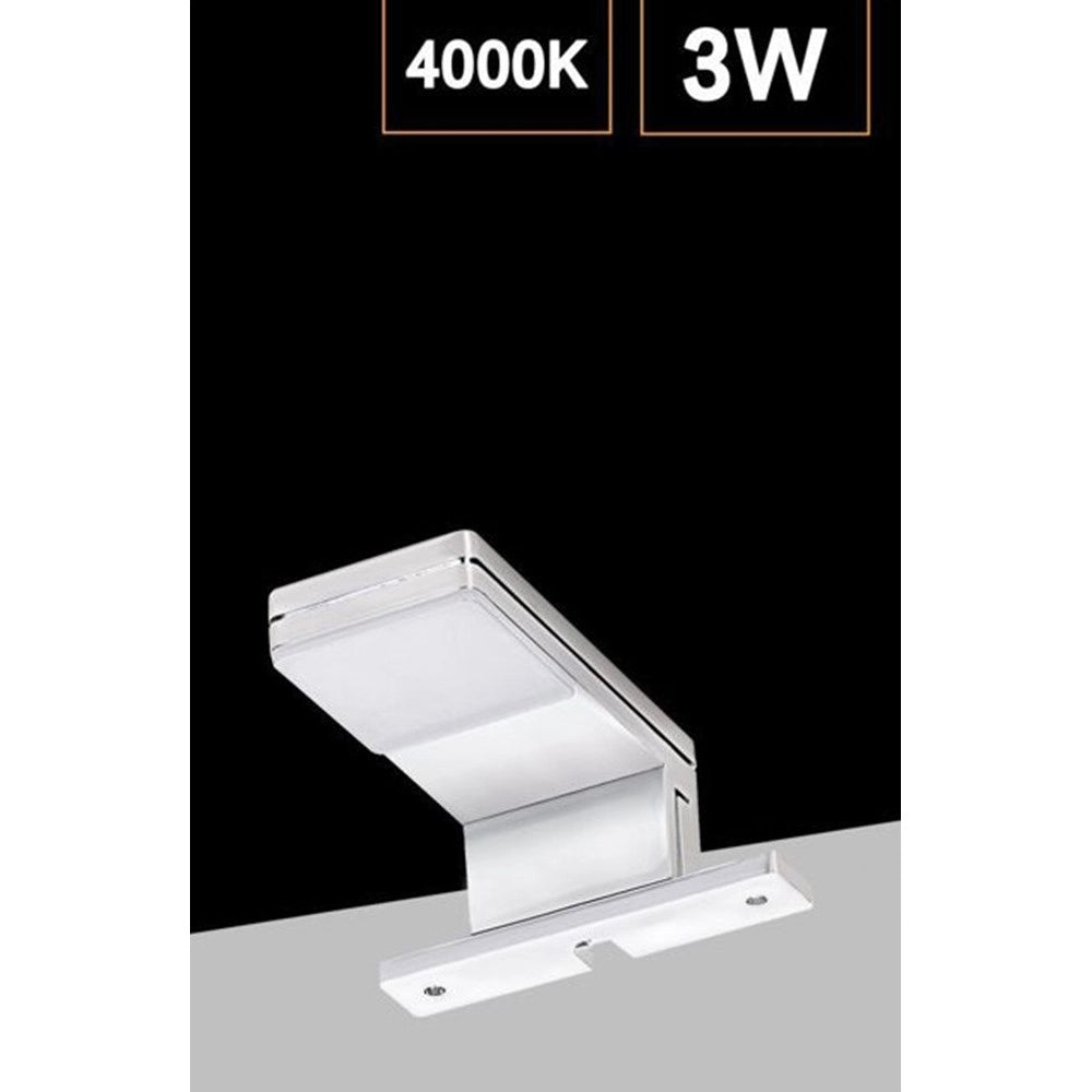 Trade Shop - Lampada Led Per Specchio Da Bagno 3 Watt Moderno Luce Naturale 4000k Nero Argento Ip44 90p - Argento