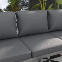 Divano da Giardino 3 Posti con Cuscini per Seduta e Schienale, in Alluminio, 185x66x64 cm, Grigio